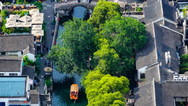 View of historic and cultural block of Pingjiang Road in east China's Suzhou